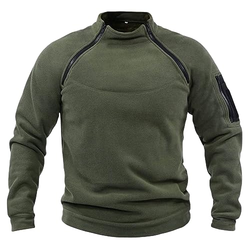 YSERB Tactical Fleece Jacket Slim Fit Double Zipper Turtleneck